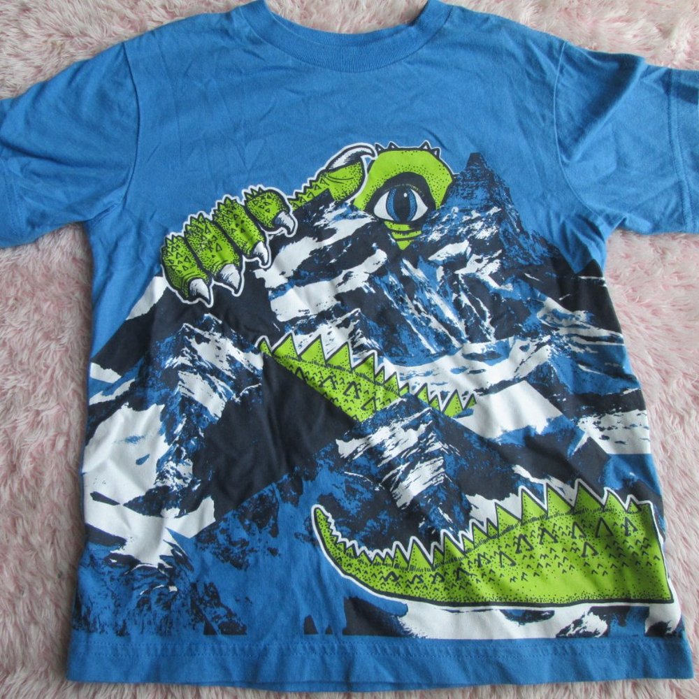 Blue Short Sleeve T-shirt, size 5/6 with design.